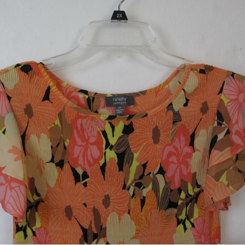 Floral Ruffle Sleeve Top - Multicolor - Picture 5 of 7